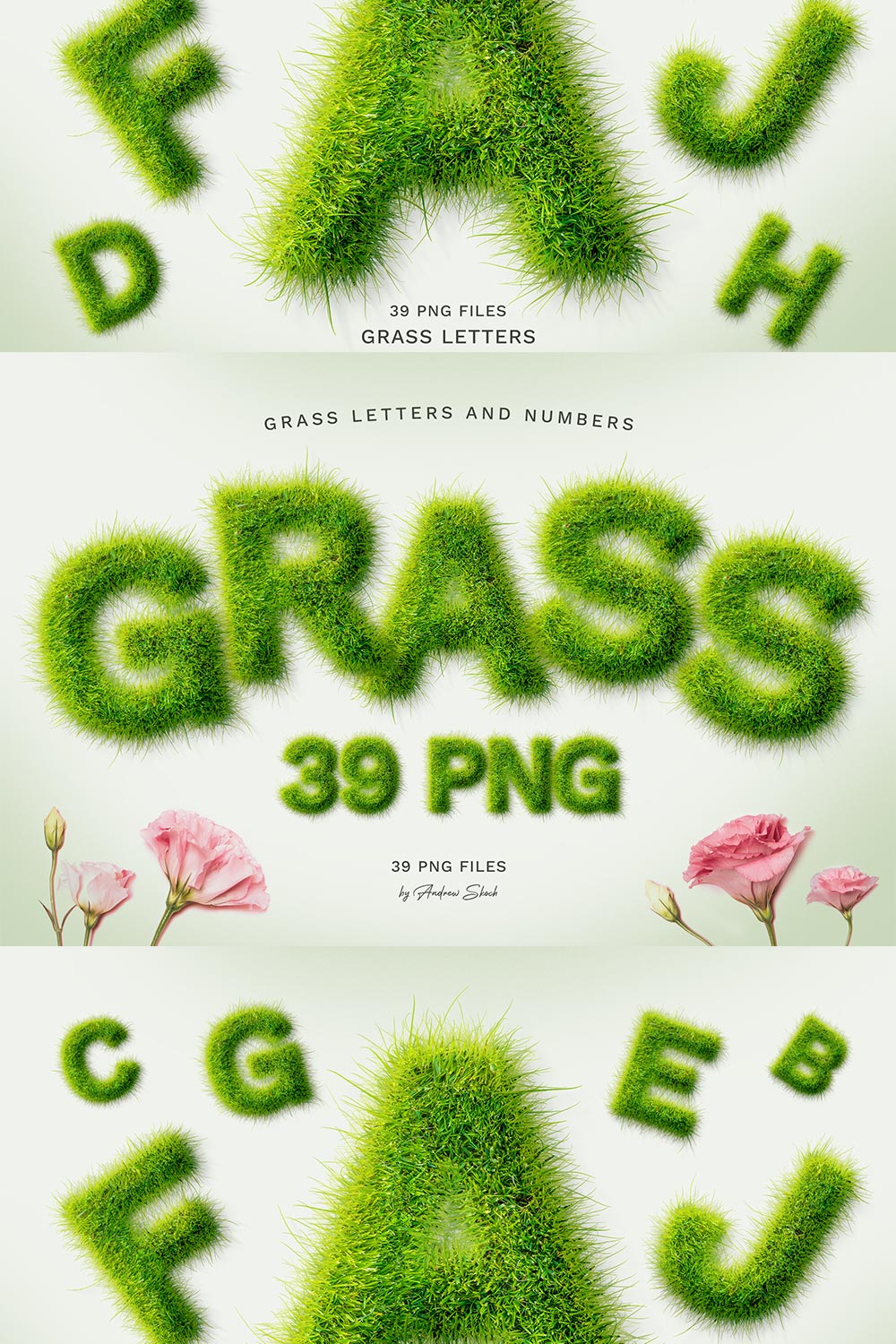 Grass Letters PNG Pack pinterest preview image.
