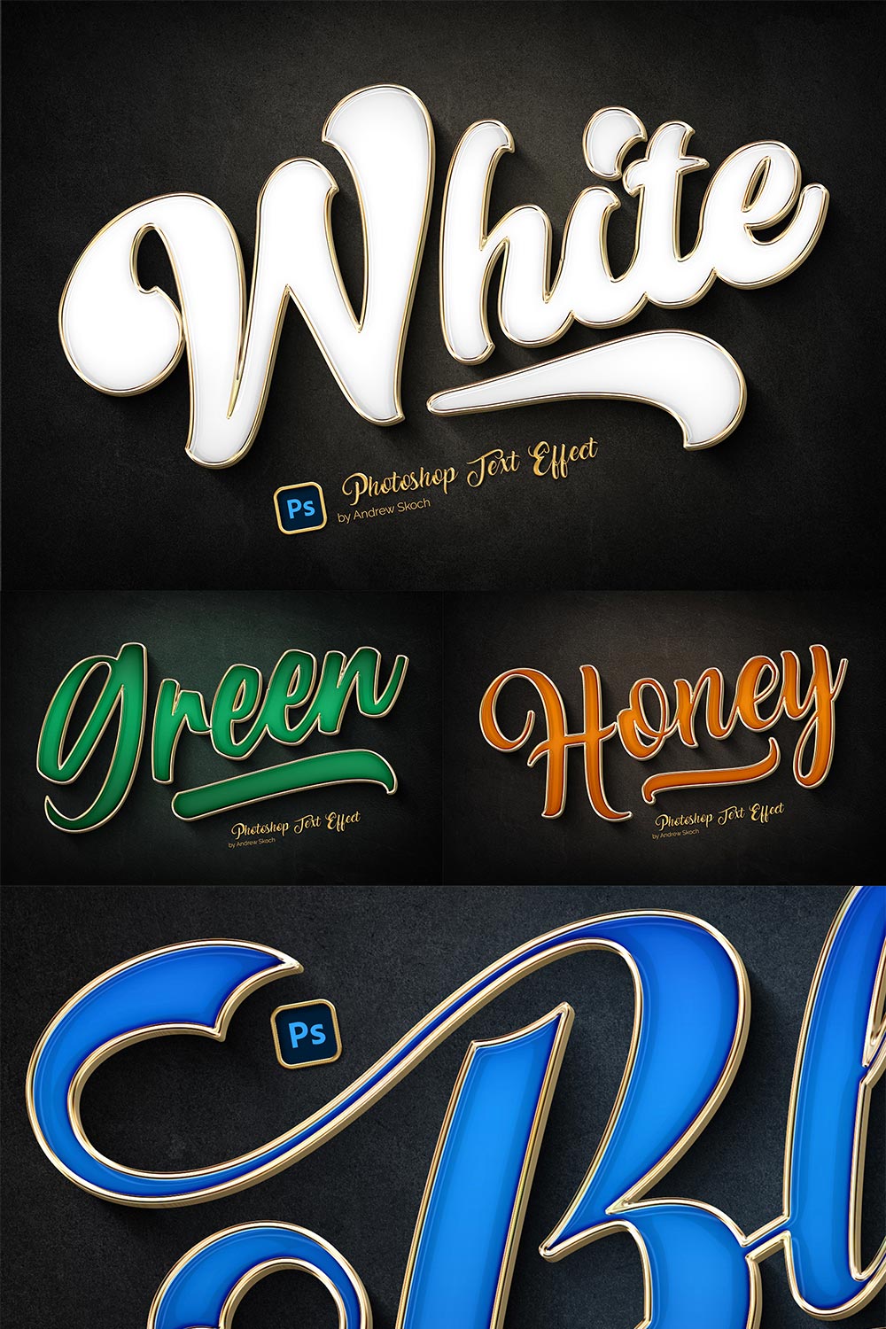 Gold Outline Text Effects pinterest preview image.