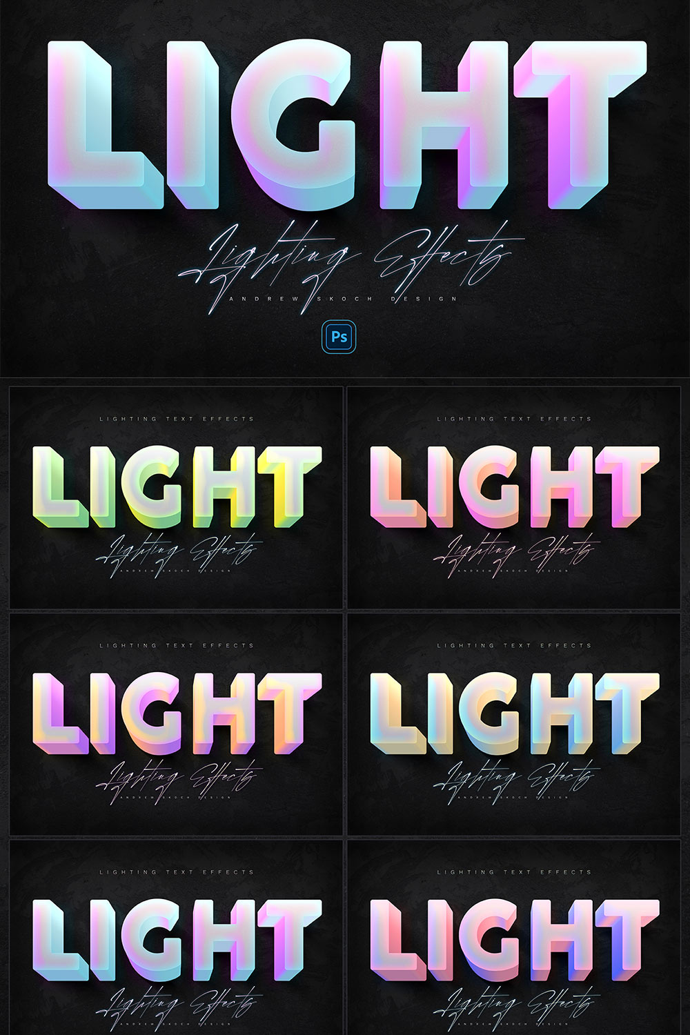 Double Light Text Effects pinterest preview image.