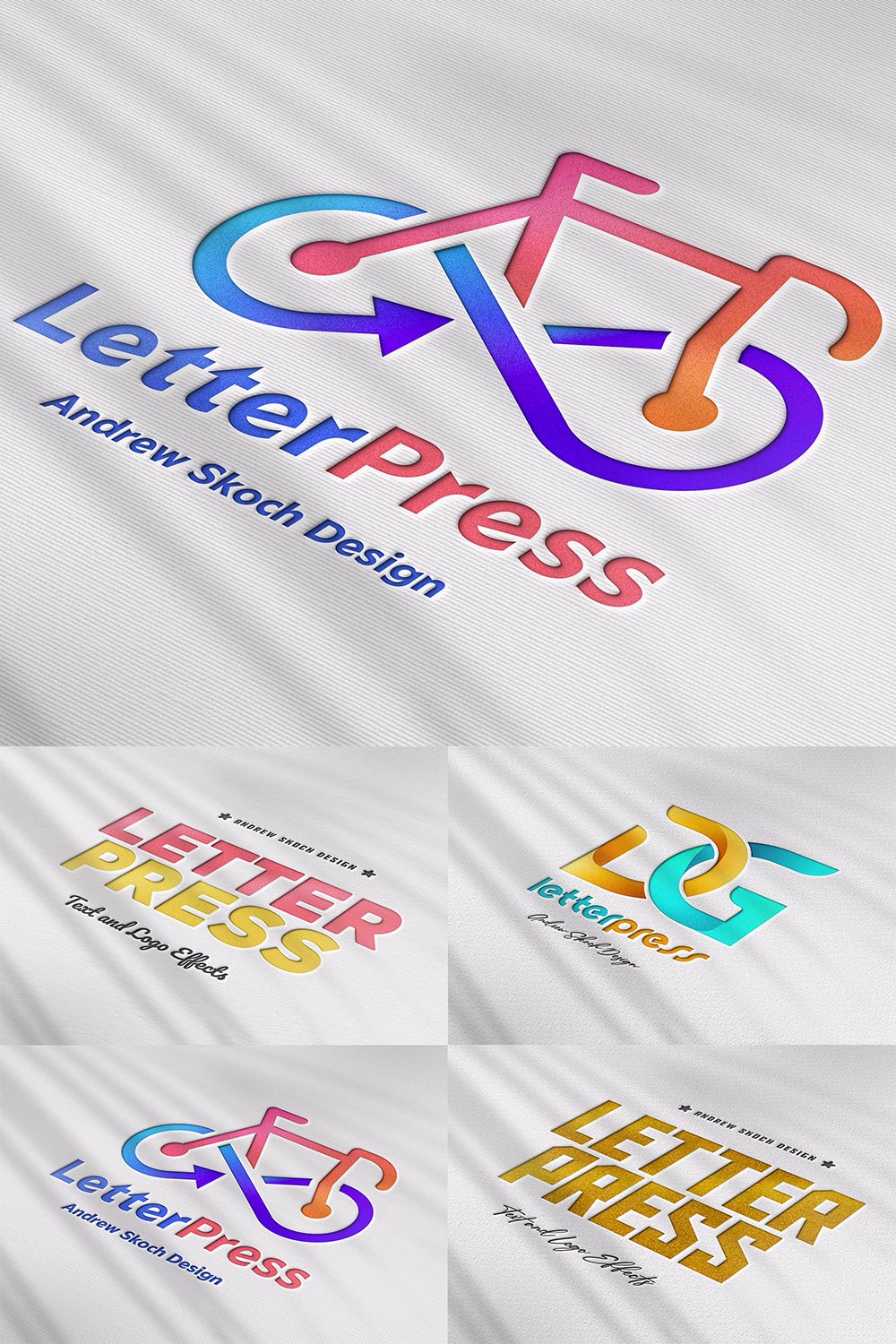 Letter Press Text & Logo Effect pinterest preview image.