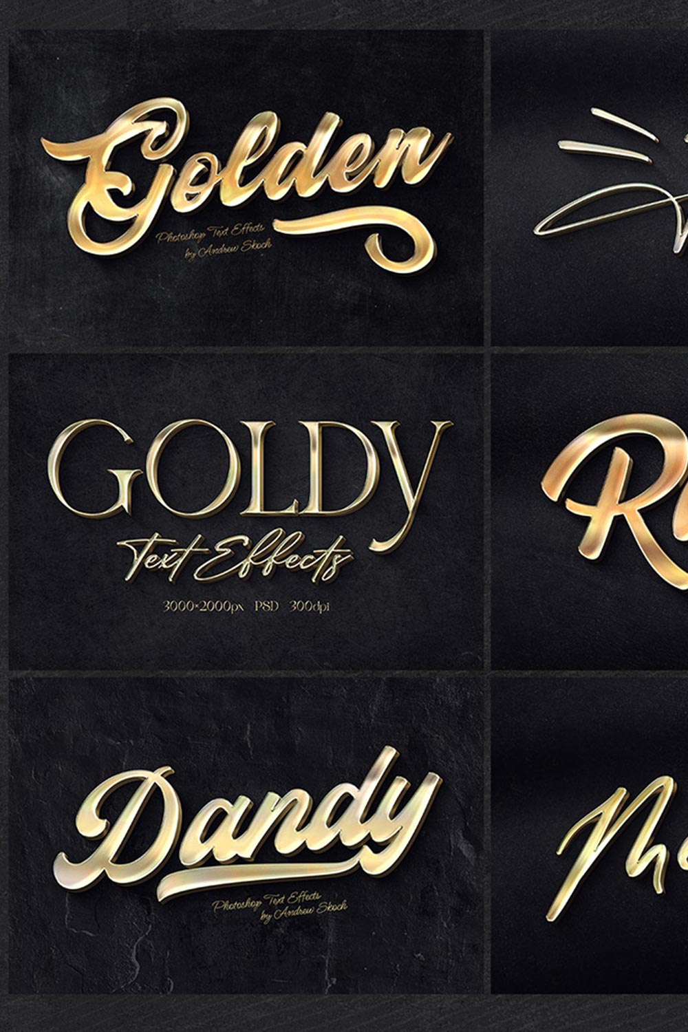Gold Text Effects pinterest preview image.