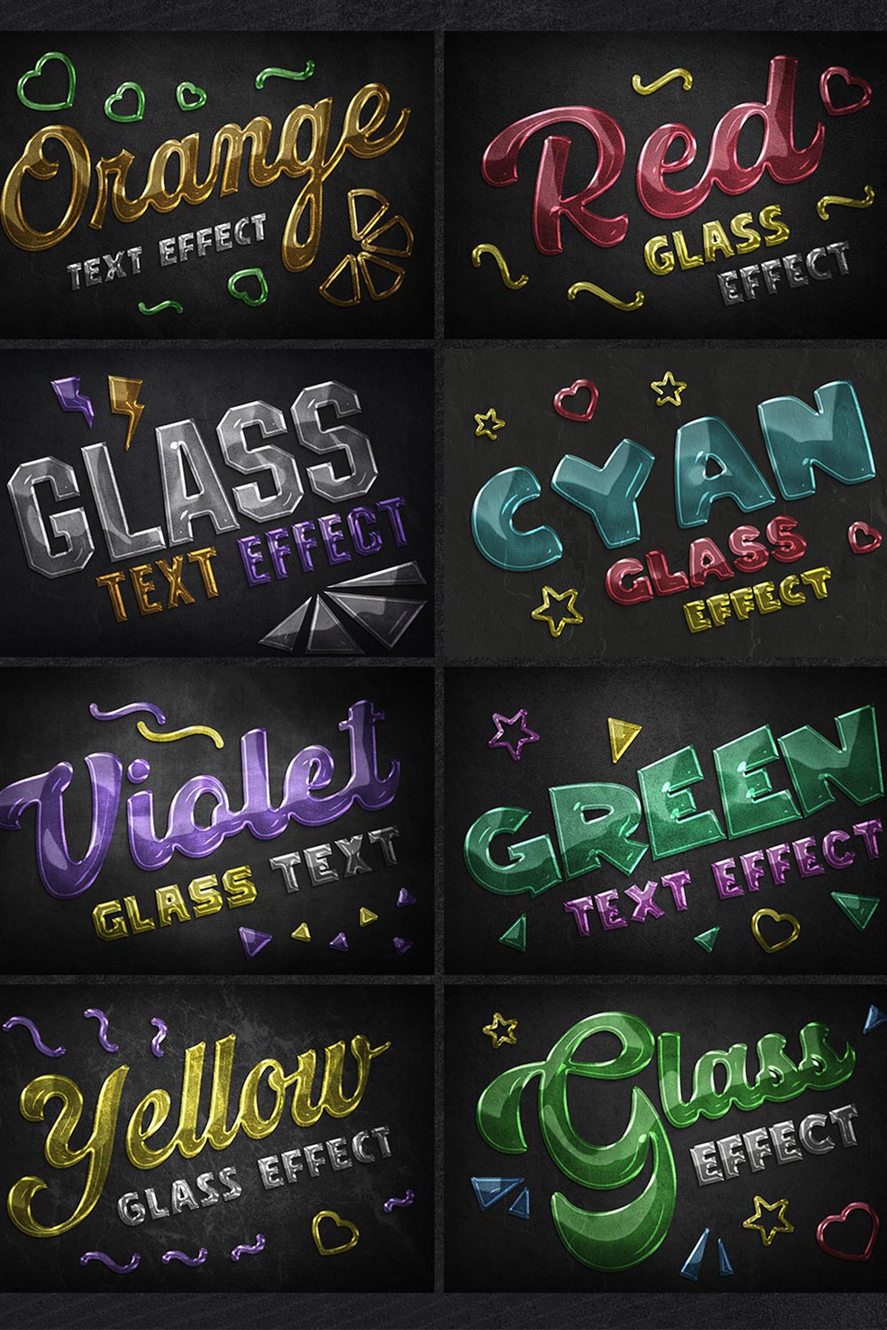 Glass Text Effects pinterest preview image.