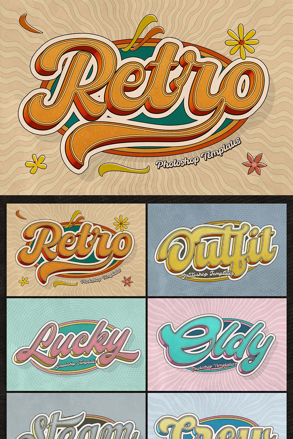 Retro Text Effects pinterest preview image.