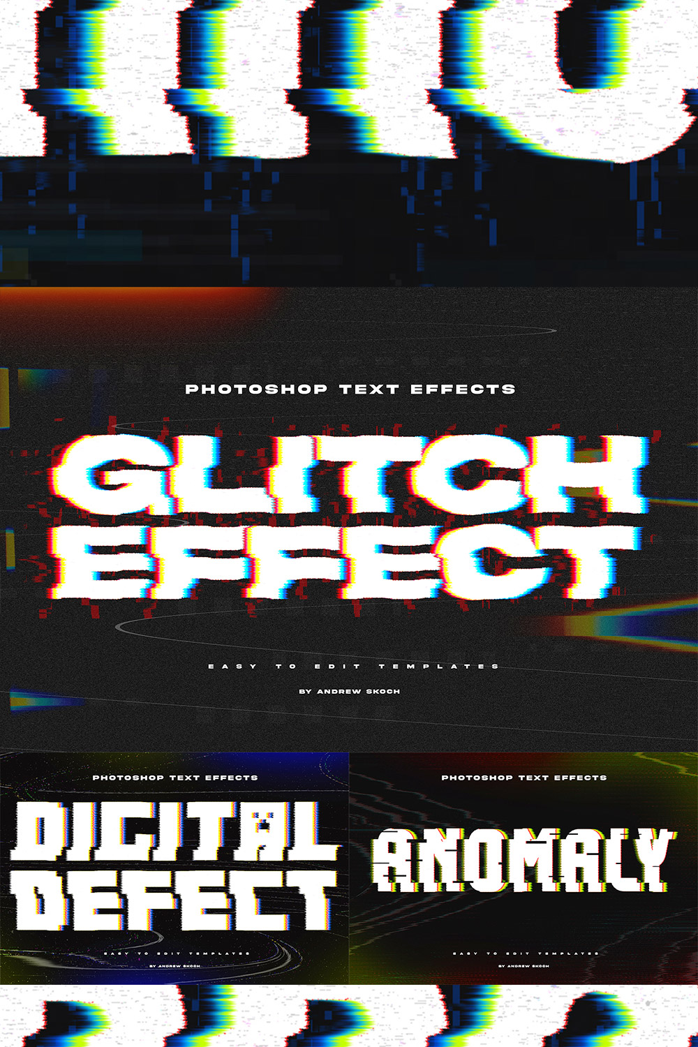 Glitch Text or Logo Effects pinterest preview image.
