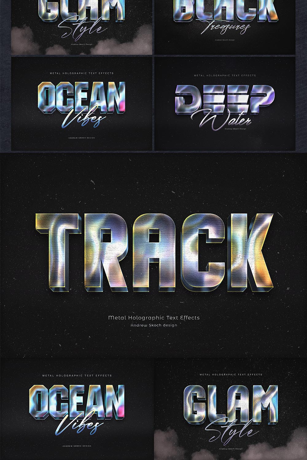 Holographic Text Effects pinterest preview image.