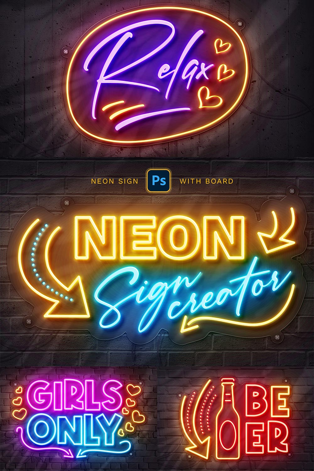 Neon Sign Board pinterest preview image.