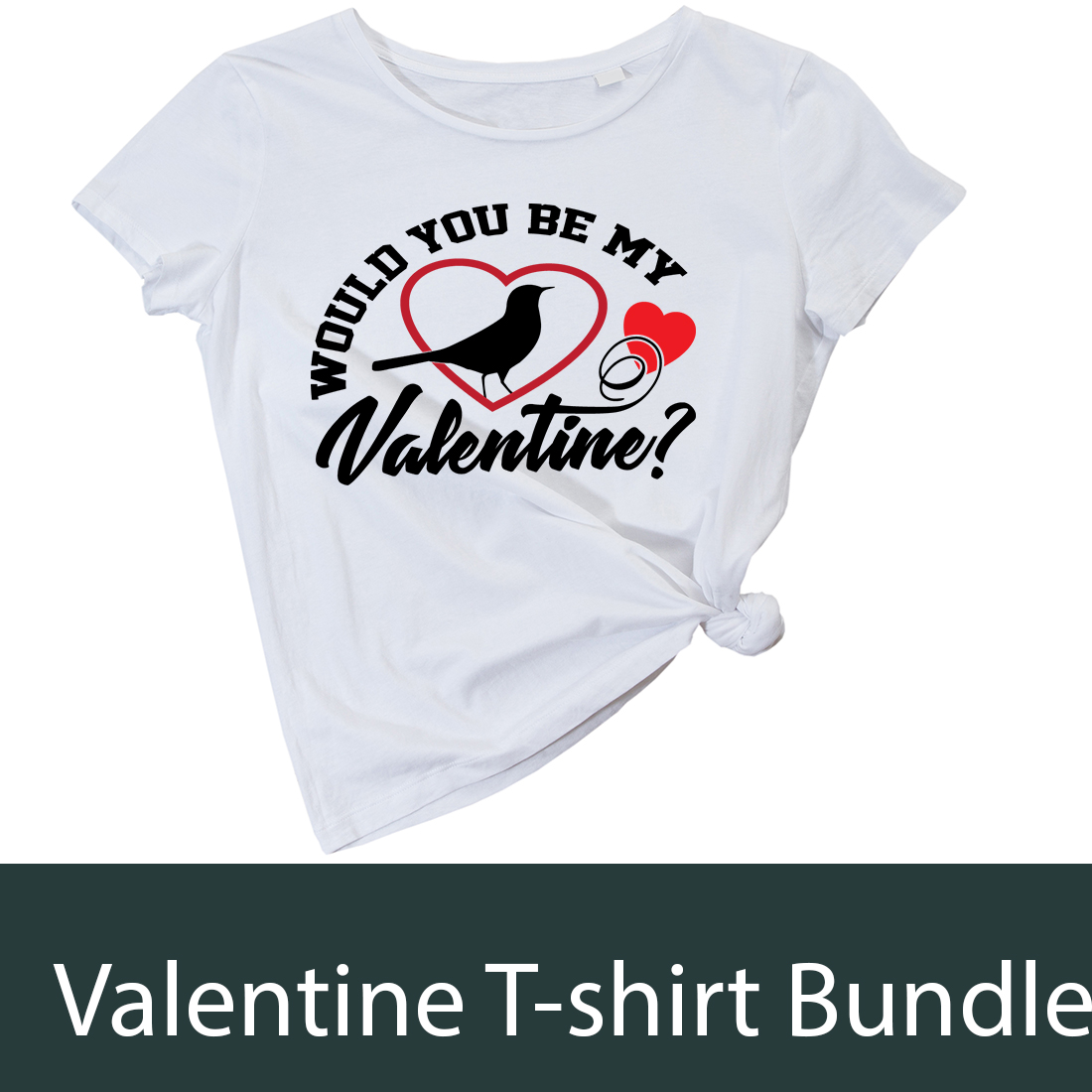 Valentine's T-shirt design bundle preview image.