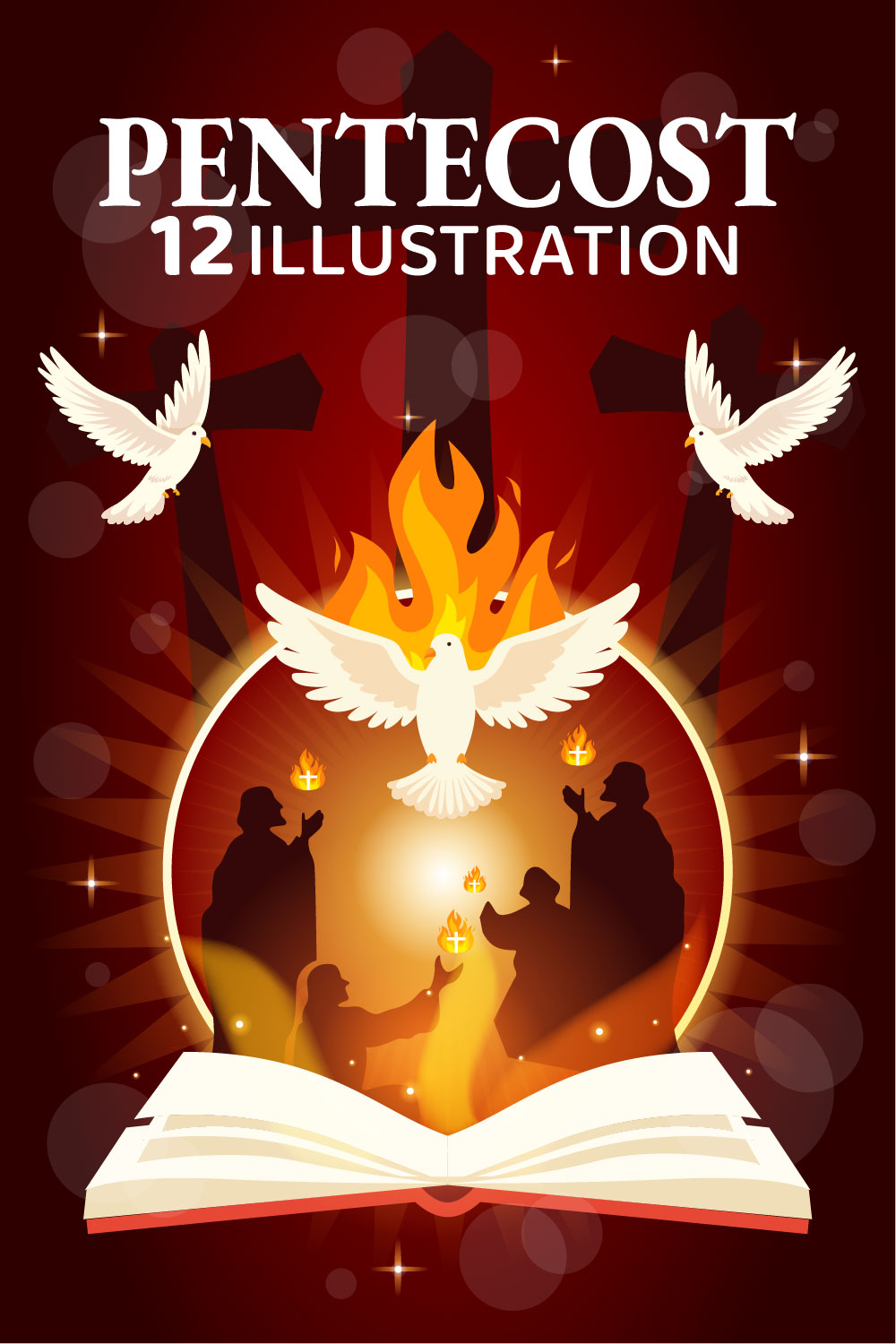 12 Pentecost Illustration pinterest preview image.