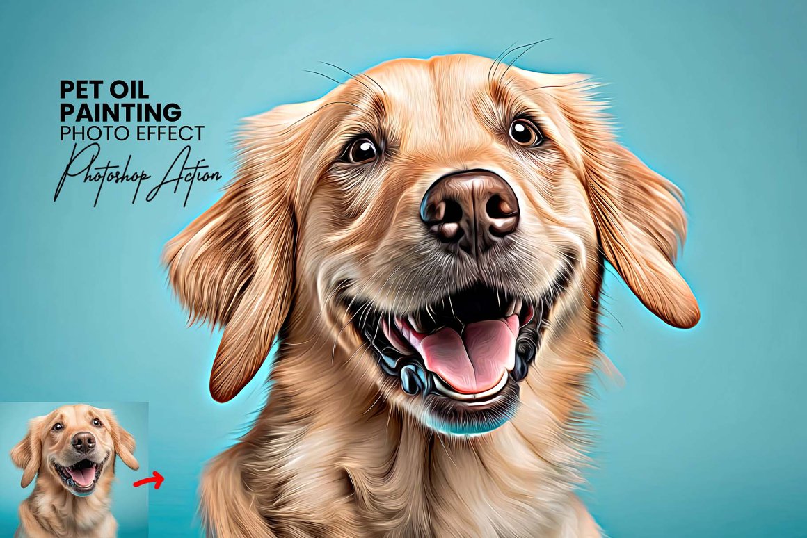 pet oil painting photoshop actions 599