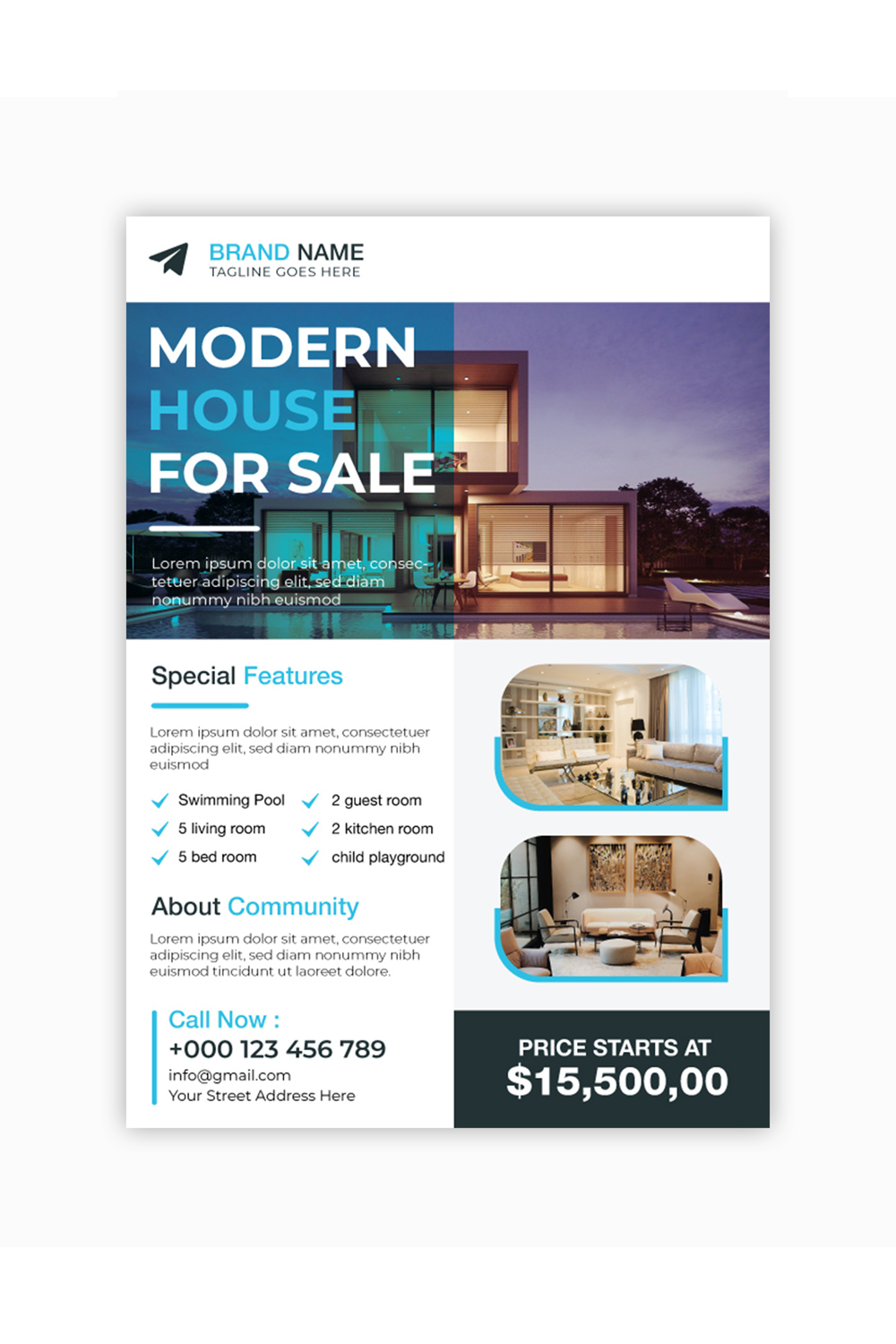 Real Estate Flyer Template pinterest preview image.