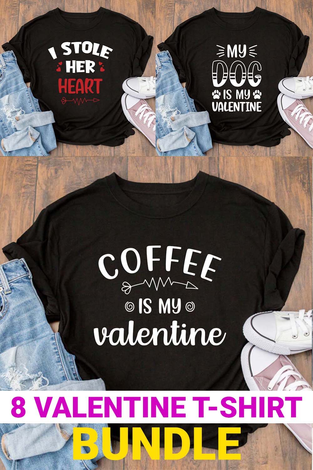 Valentine's Day T-Shirt Bundle pinterest preview image.