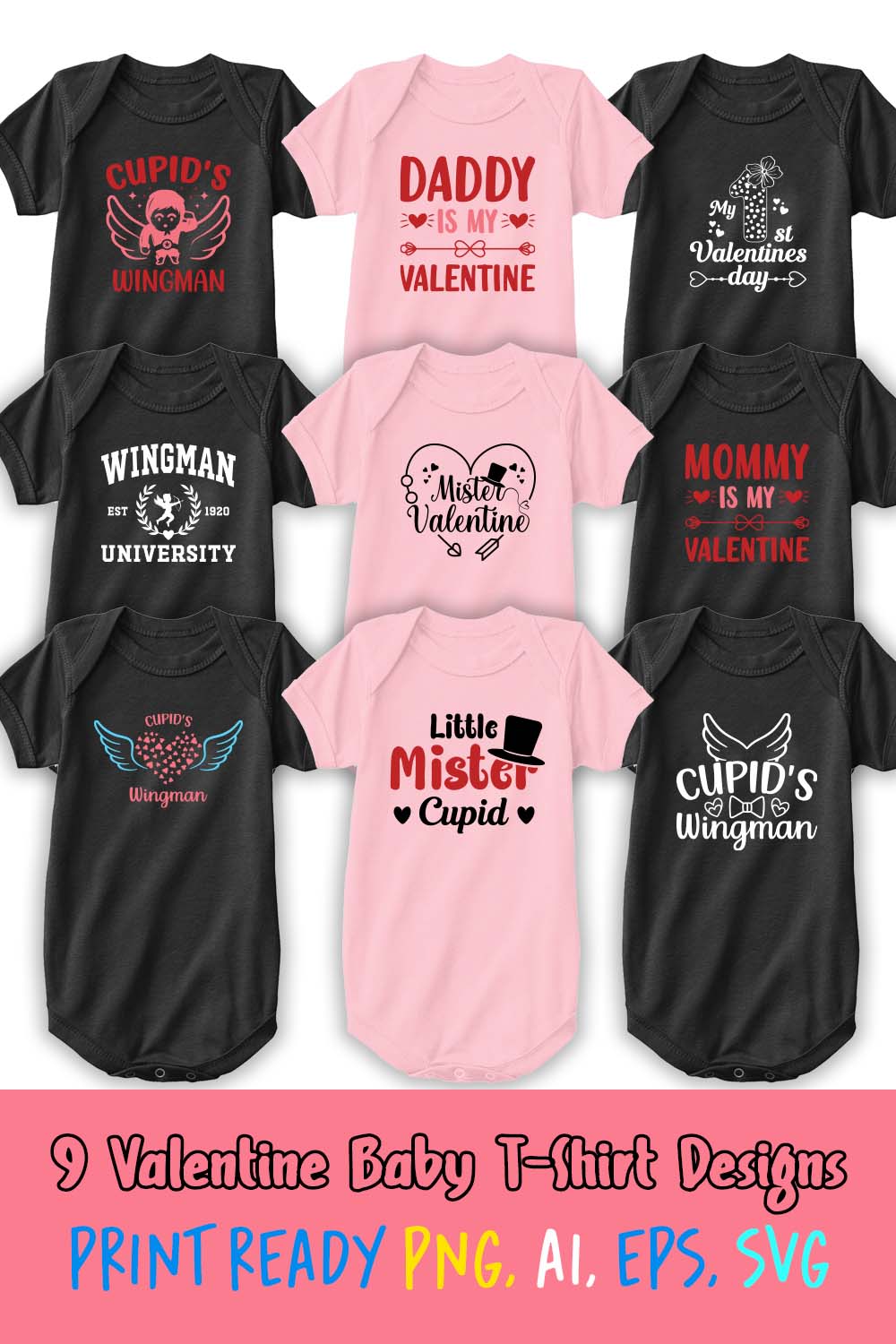 Baby Valentine T-shirt Bundle pinterest preview image.