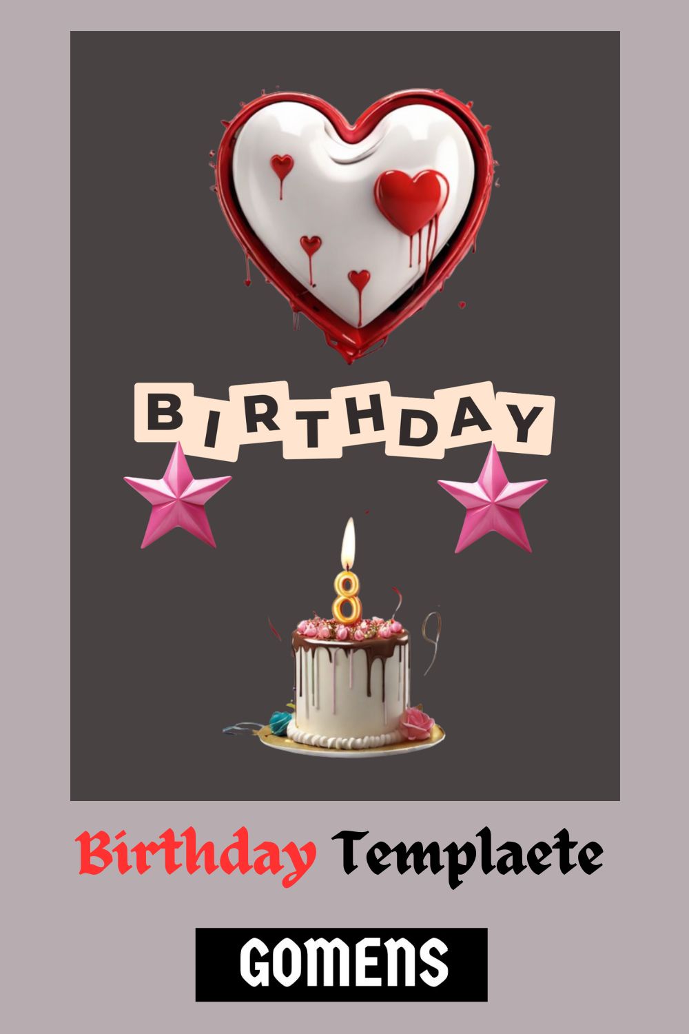 Birthday template trending in worldwide / Europe / USA pinterest preview image.