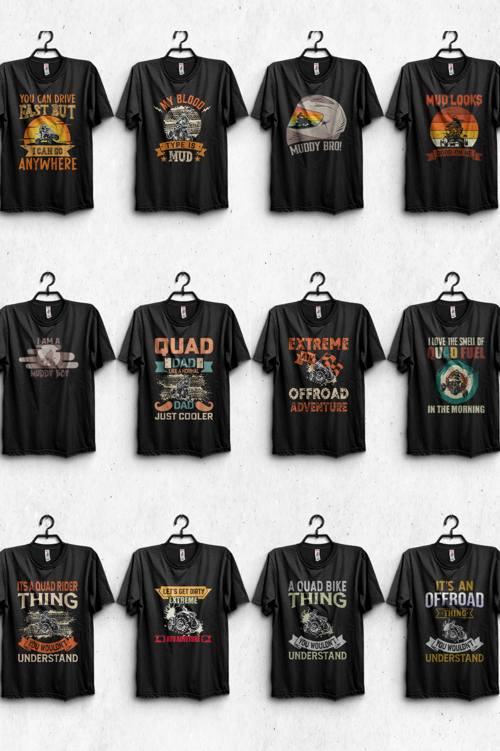 ATV Quad T-shirt Design Bundle pinterest preview image.