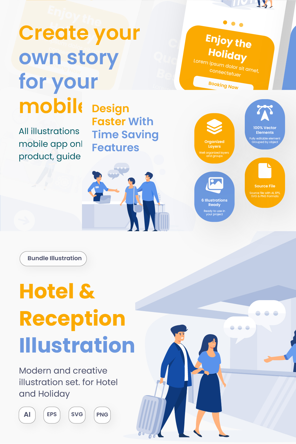 Illustration of Hotel Reception & Service pinterest preview image.