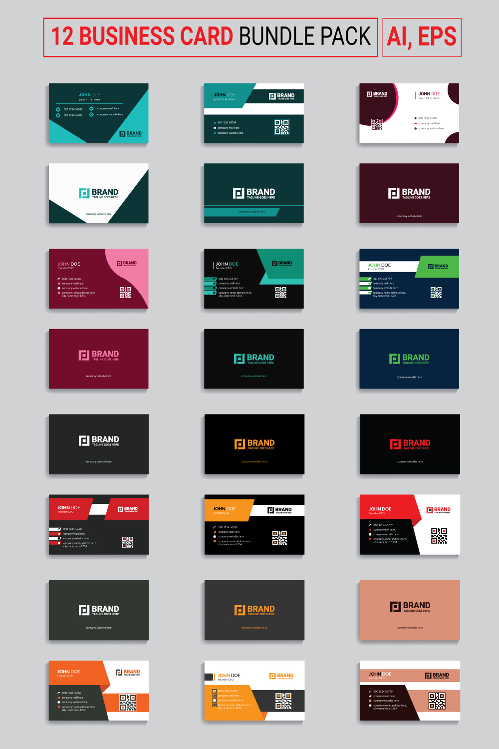 12 Business card master bundles double sided pinterest preview image.