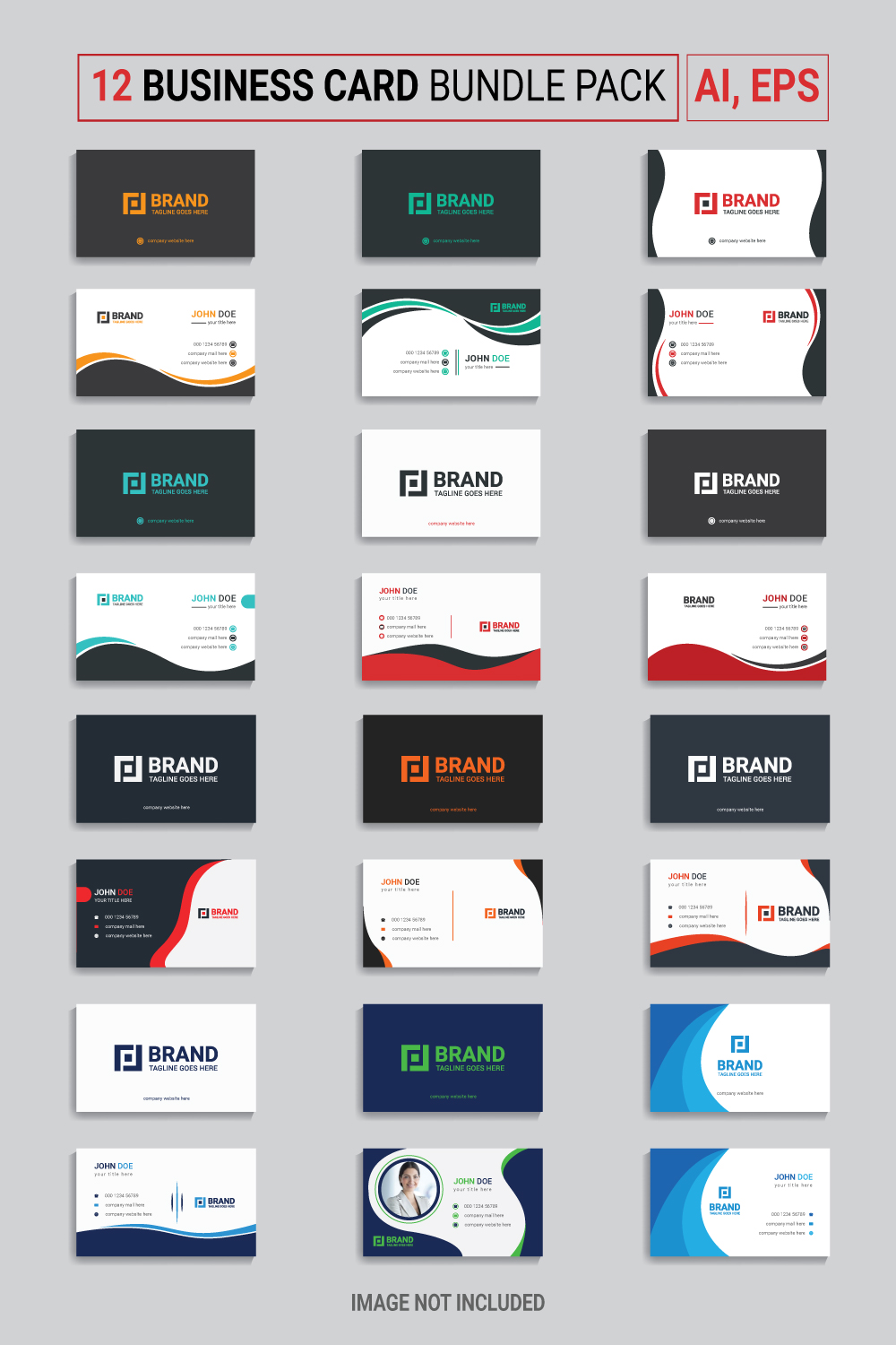 Corporate business card 12 bundle pack double sided pinterest preview image.