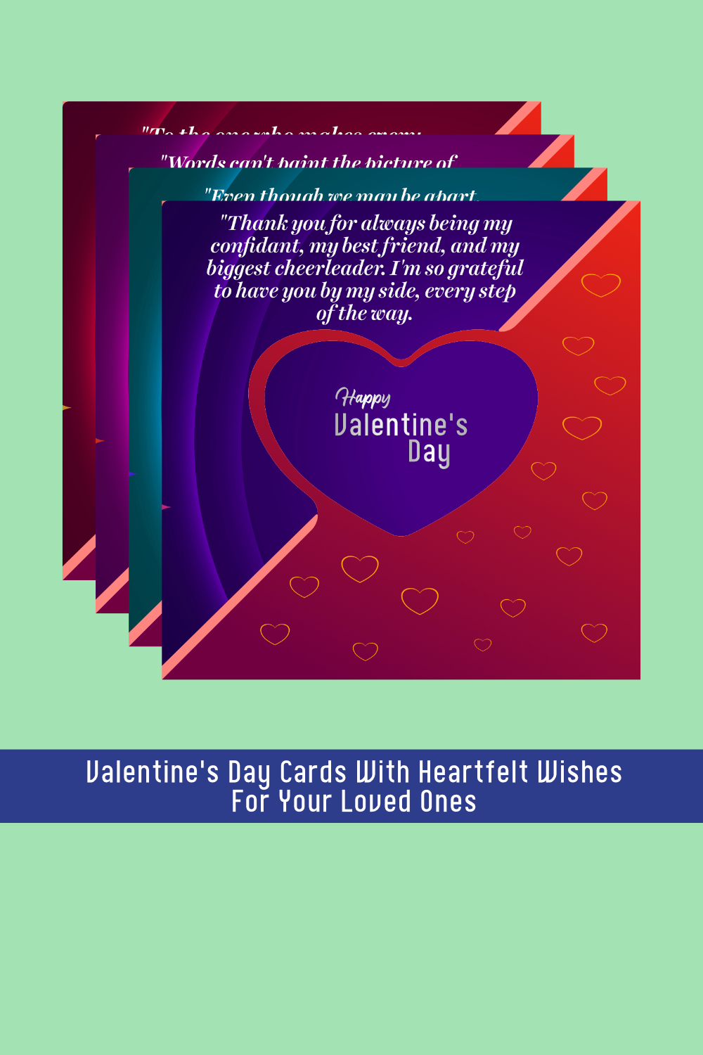 4 Beautifully Designed Vector Valentine’s Day Cards with Heartfelt Wishes for Your Loved Ones, Friends and Well-Wishers pinterest preview image.