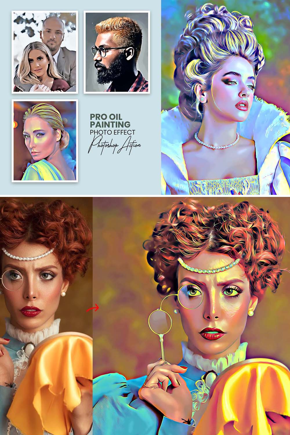 Pro Oil Painting Photoshop Action pinterest preview image.
