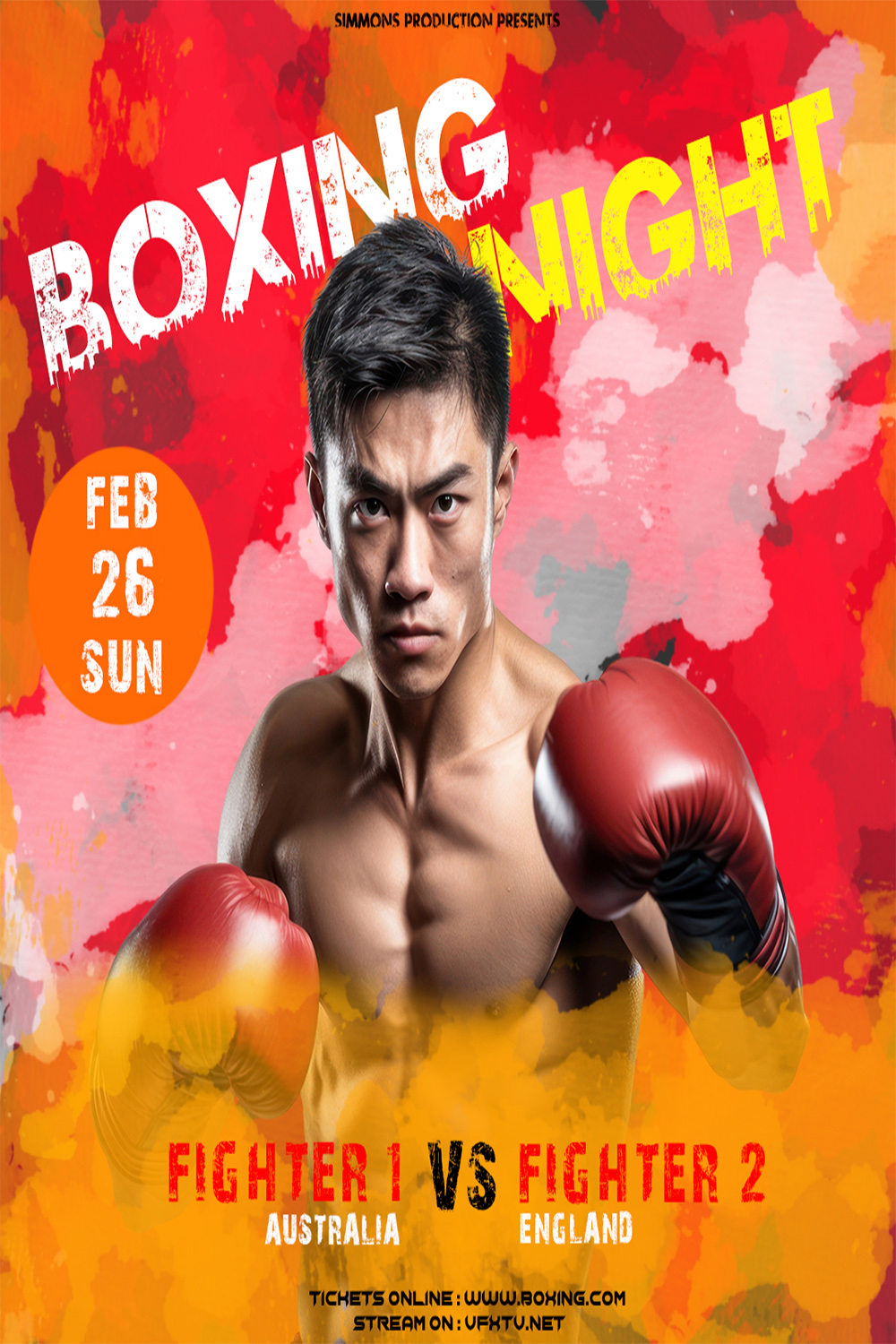 Boxing Poster Template pinterest preview image.