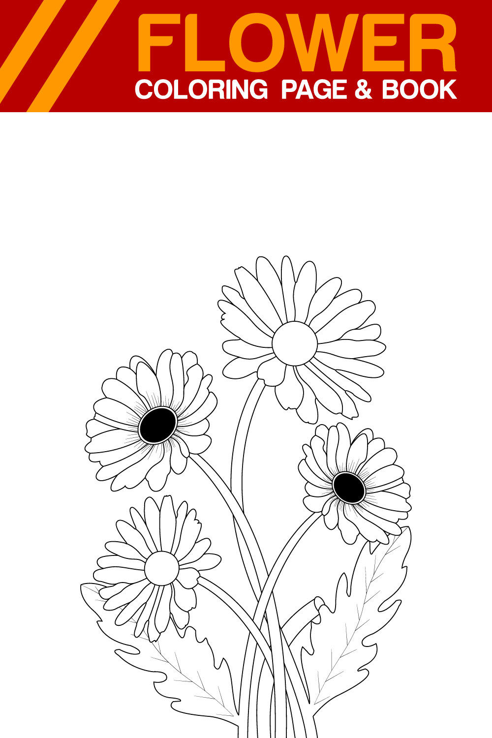 hand Drawn Daisy Flower Coloring Page pinterest preview image.
