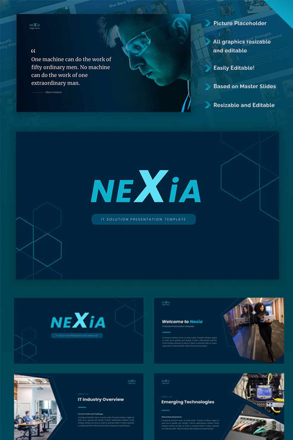 Nexia - IT Solution PowerPoint Template pinterest preview image.