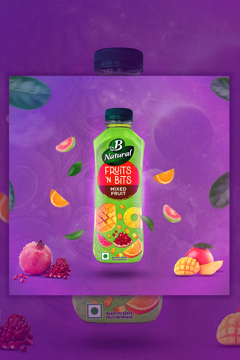 B Natural Juice Creative Ads pinterest preview image.