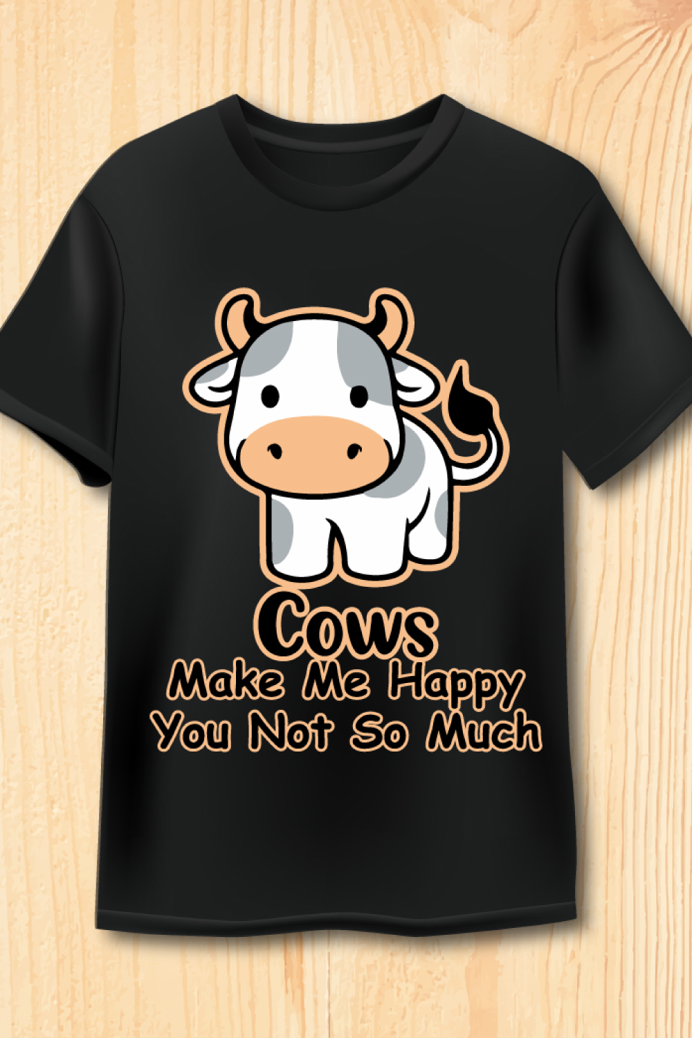 Cow t-shirt design with vector background pinterest preview image.