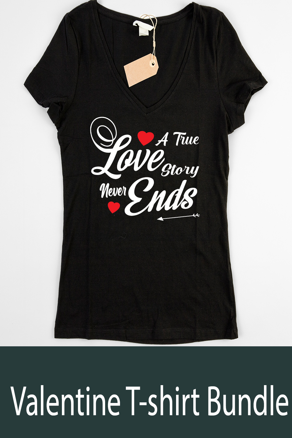 Valentine's T-shirt design bundle pinterest preview image.