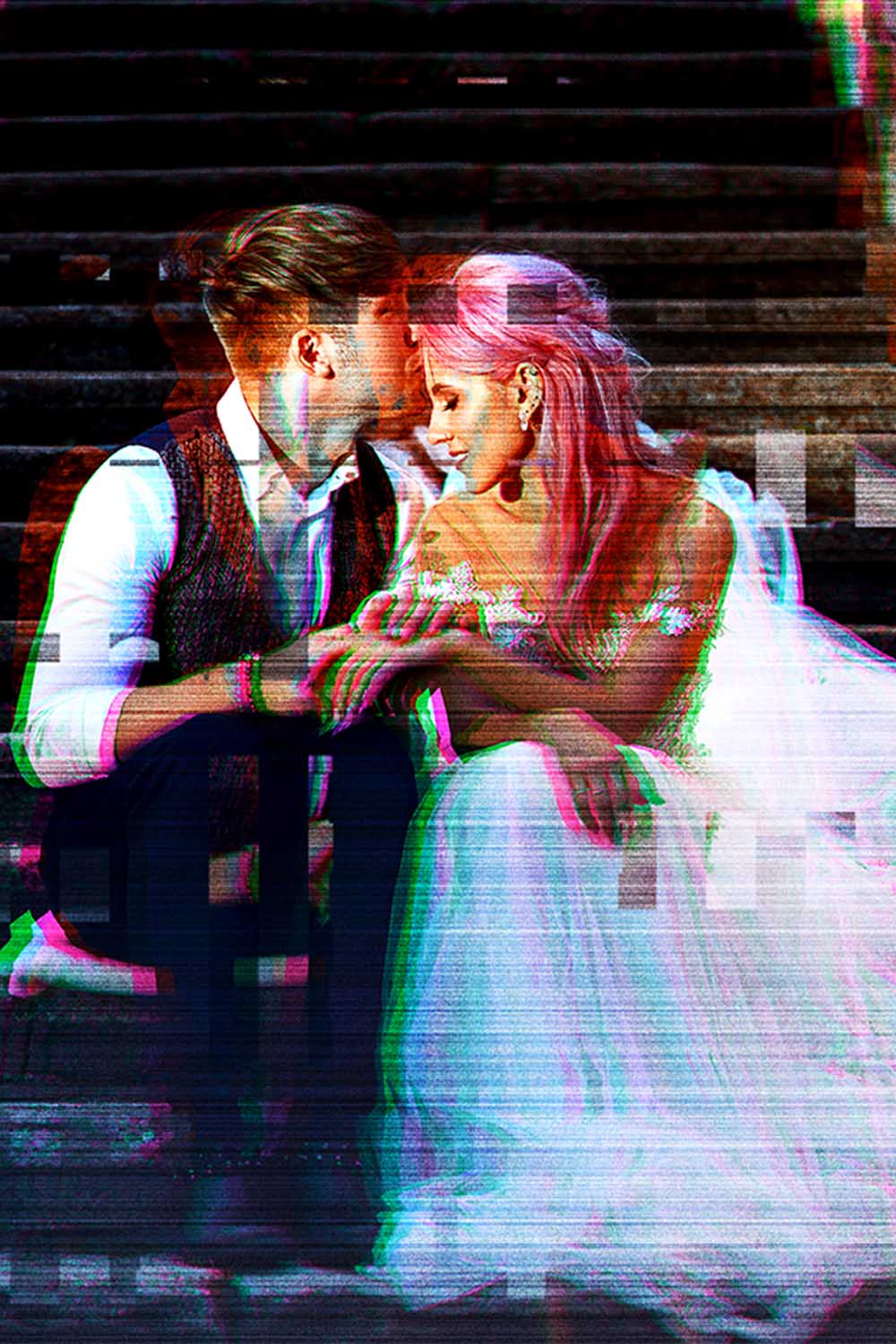 Wedding Glitch Photoshop Action pinterest preview image.
