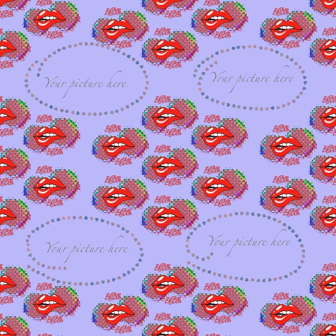 Love, Hearts & Lips Seamless Patterns preview image.