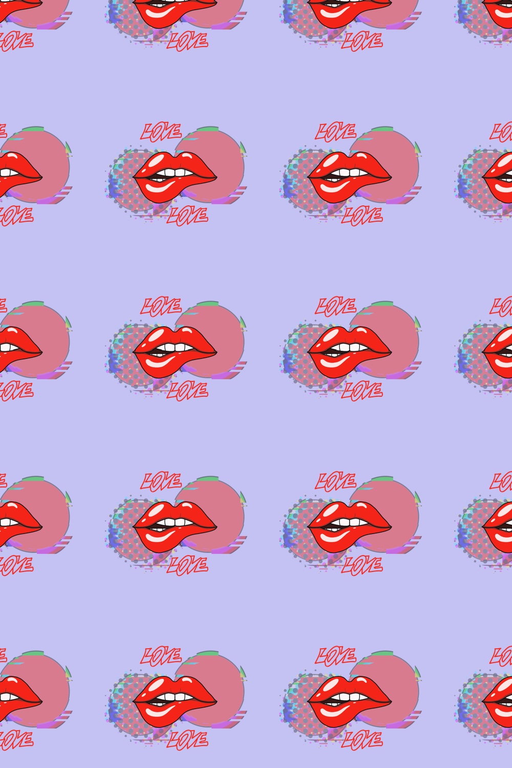 Love, Hearts & Lips Seamless Patterns pinterest preview image.