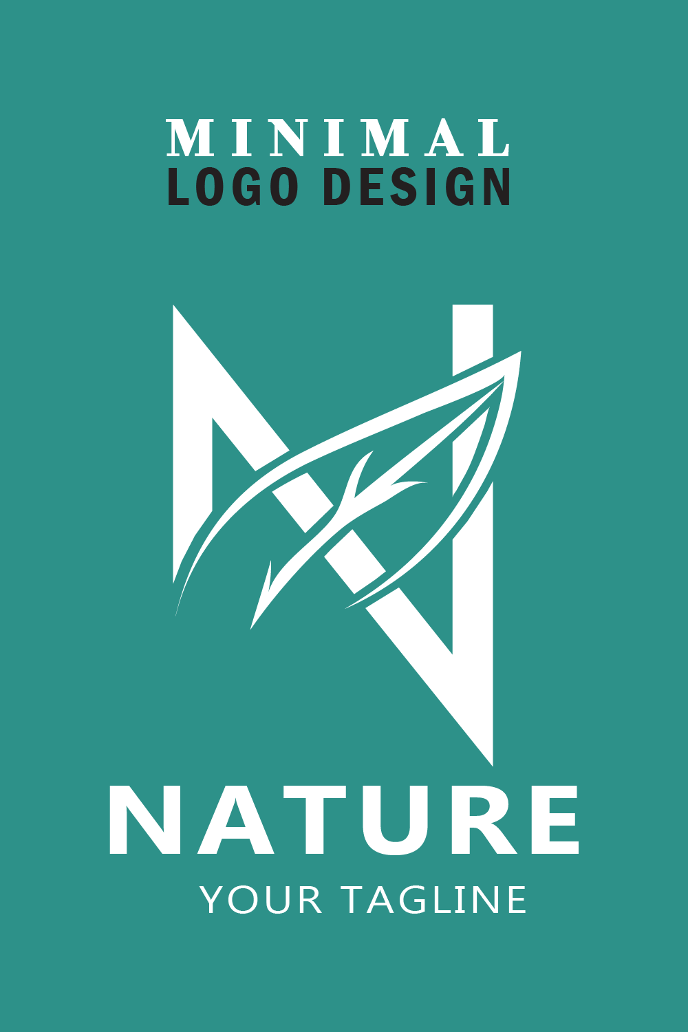 Creative Minimal Nature logo design | professional N letter logo design pinterest preview image.