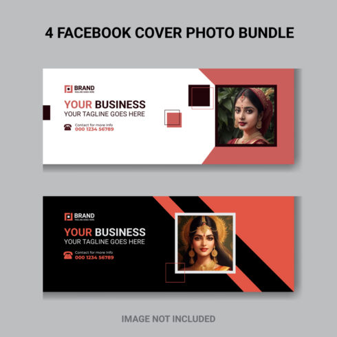 4 Facebook cover photo master bundle your business cover image.