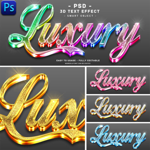 10 Pack 3d Luxury Text Effect Glitter Colors Style for Photoshop cover image.