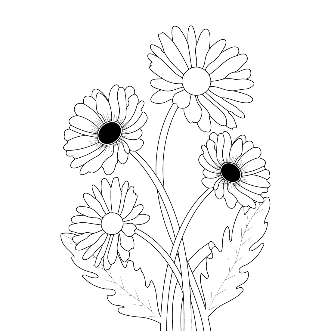 hand Drawn Daisy Flower Coloring Page preview image.