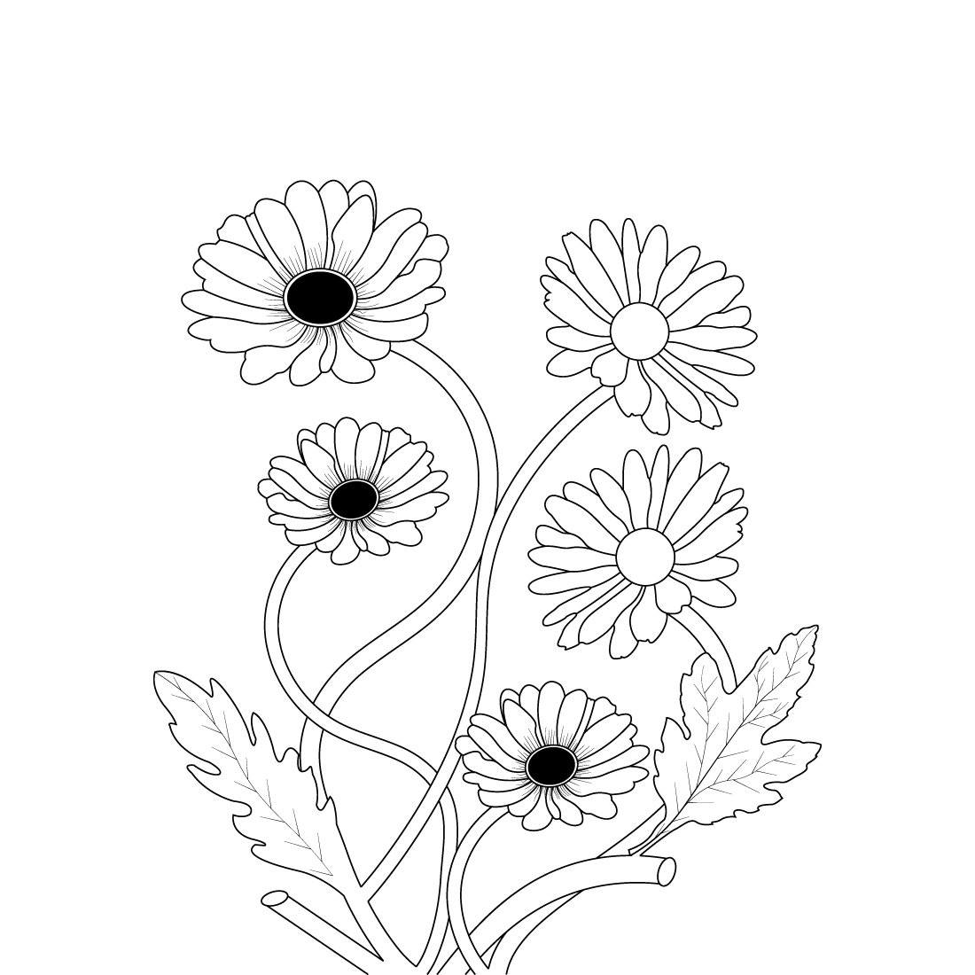 Daisy Flower Coloring Page For Adults preview image.
