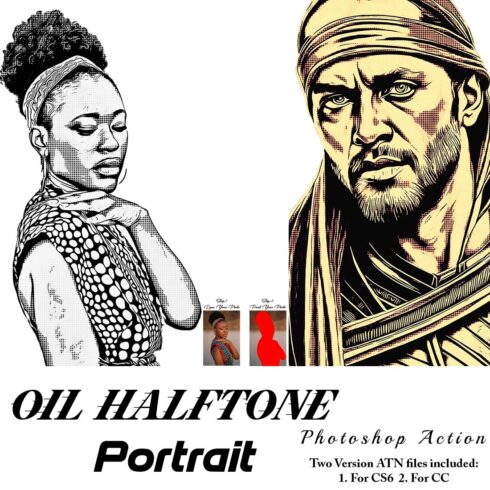 Oil Halftone Portrait Photoshop Action cover image.
