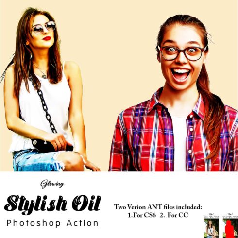 Glowing Stylish Oil Photoshop Action cover image.