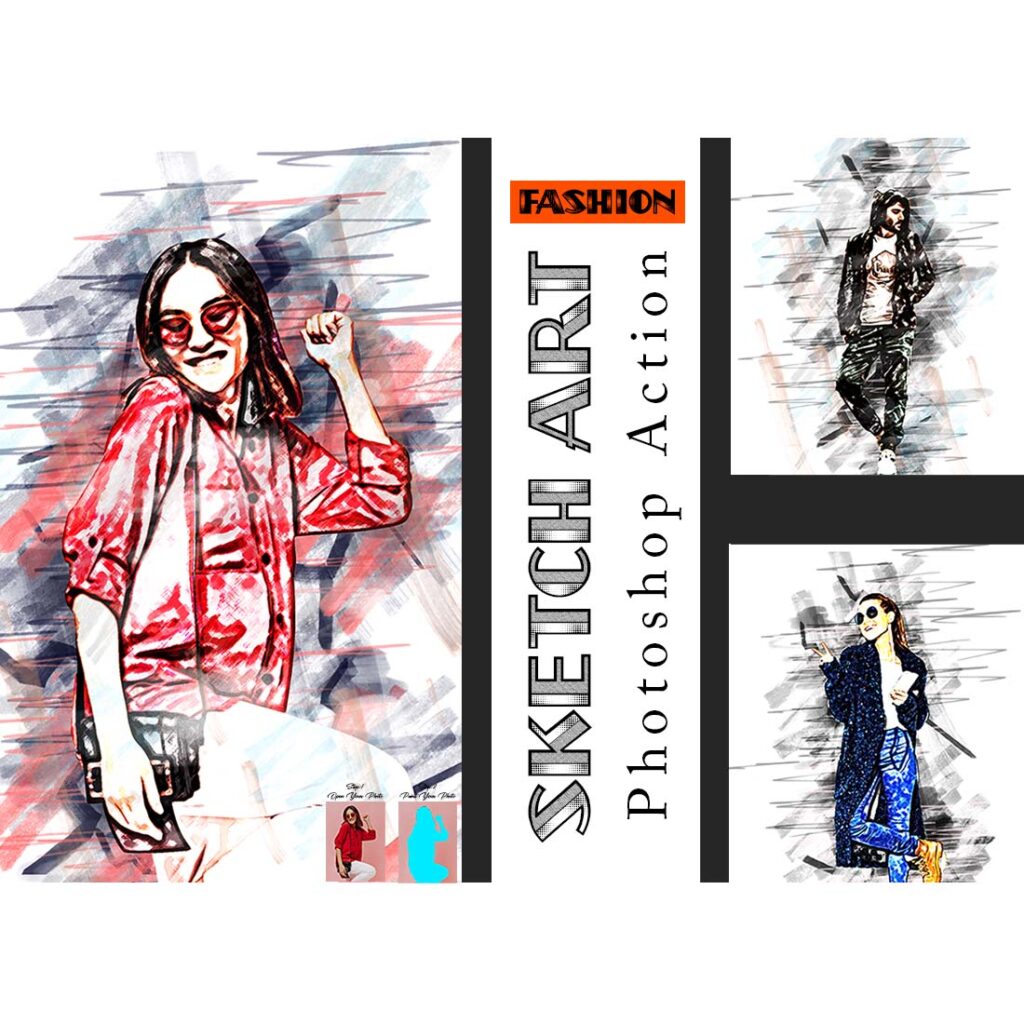 Fashion Sketch Art Photoshop Action - MasterBundles