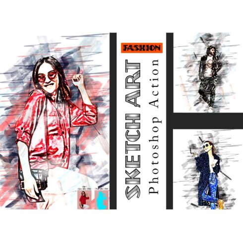 Fashion Sketch Art Photoshop Action cover image.