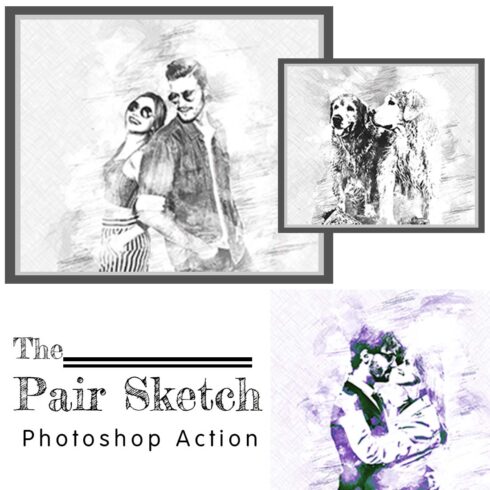 The Pair Sketch Photoshop Actio cover image.