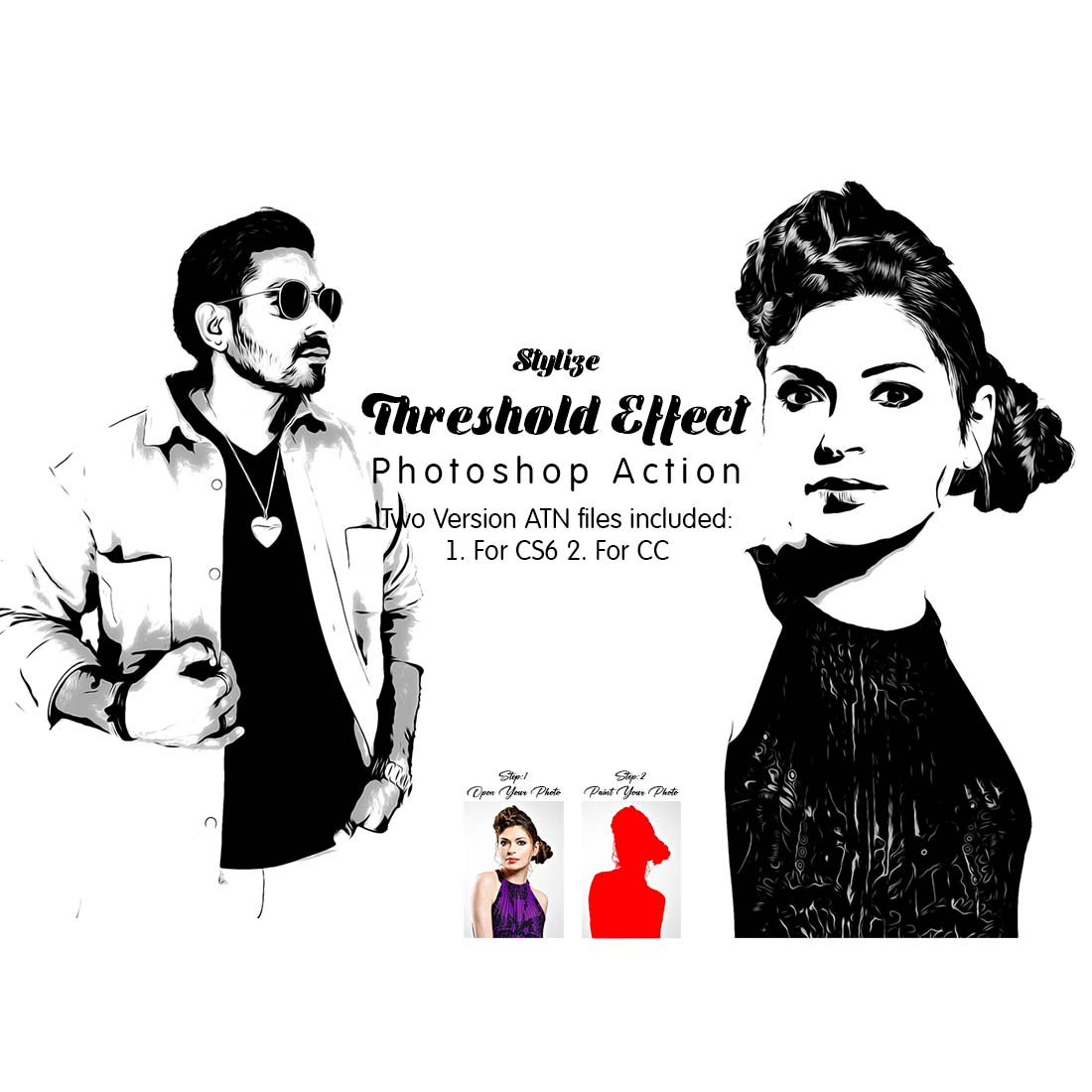 Stylize Threshold Effect Photoshop Action cover image.