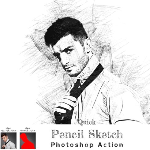 Quick Pencil Sketch Photoshop Action cover image.