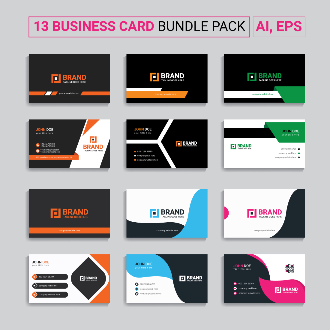 13 Corporate business card master bundles double sided preview image.