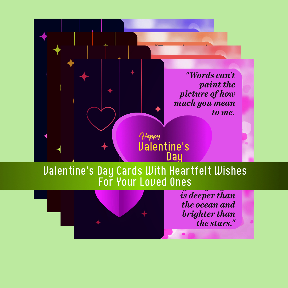 4 Beautifully Designed Vector Valentine’s Day Cards with Heartfelt Wishes for Your Loved Ones, Friends and Well-Wishers preview image.