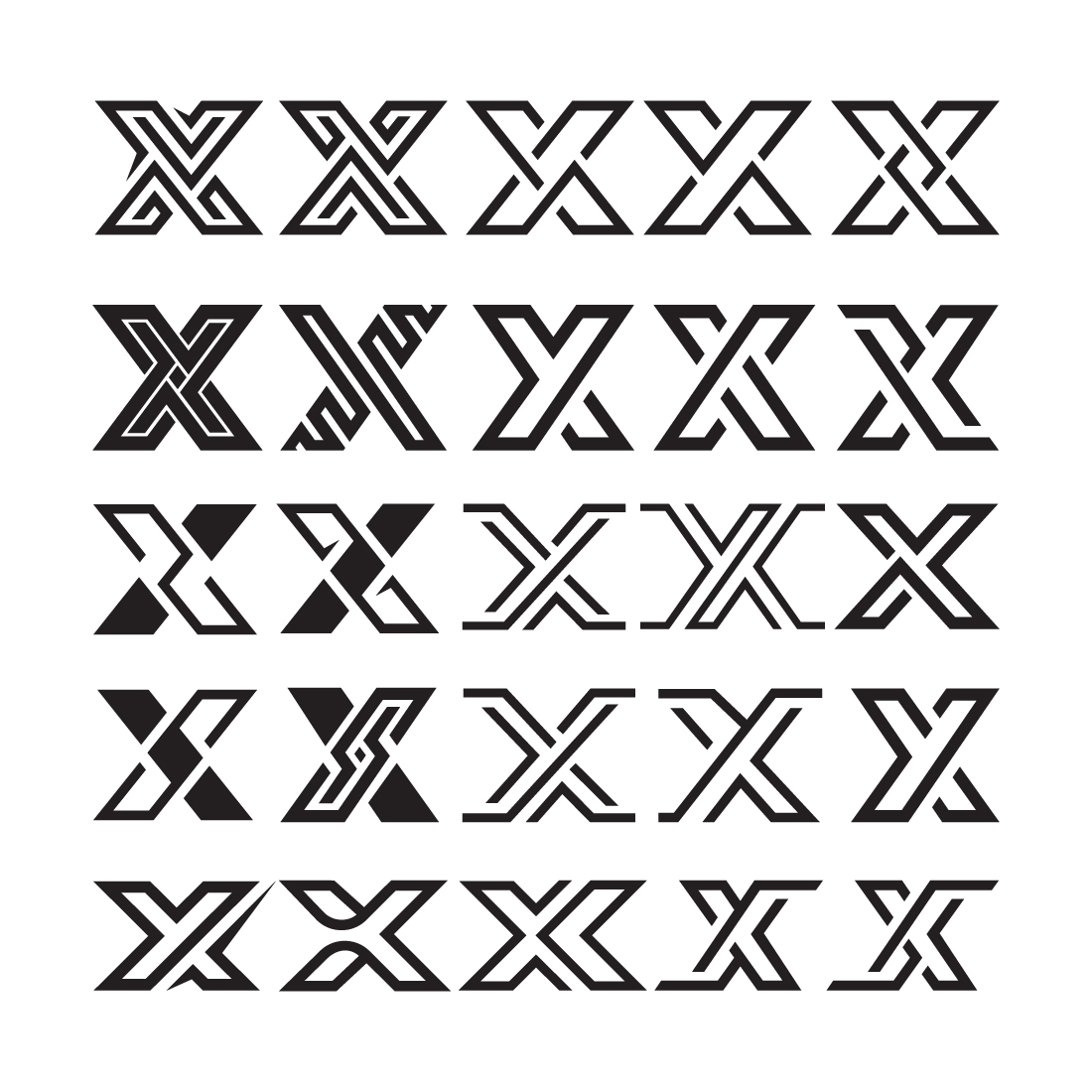 Set of letter X creative unique shape 25 logo collections preview image.