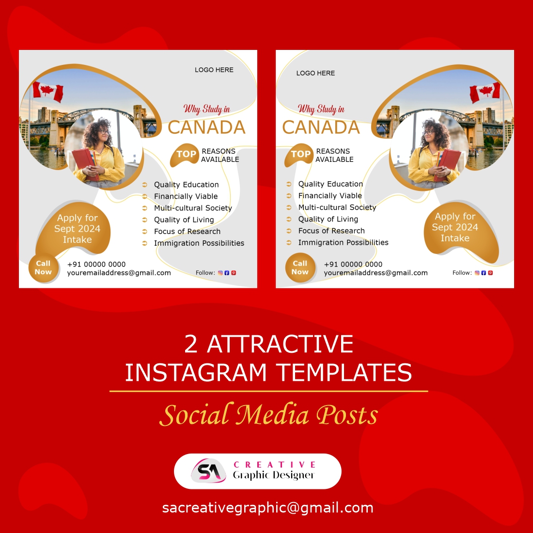 2 Attractive Instagram Templates | Social Media Posts preview image.