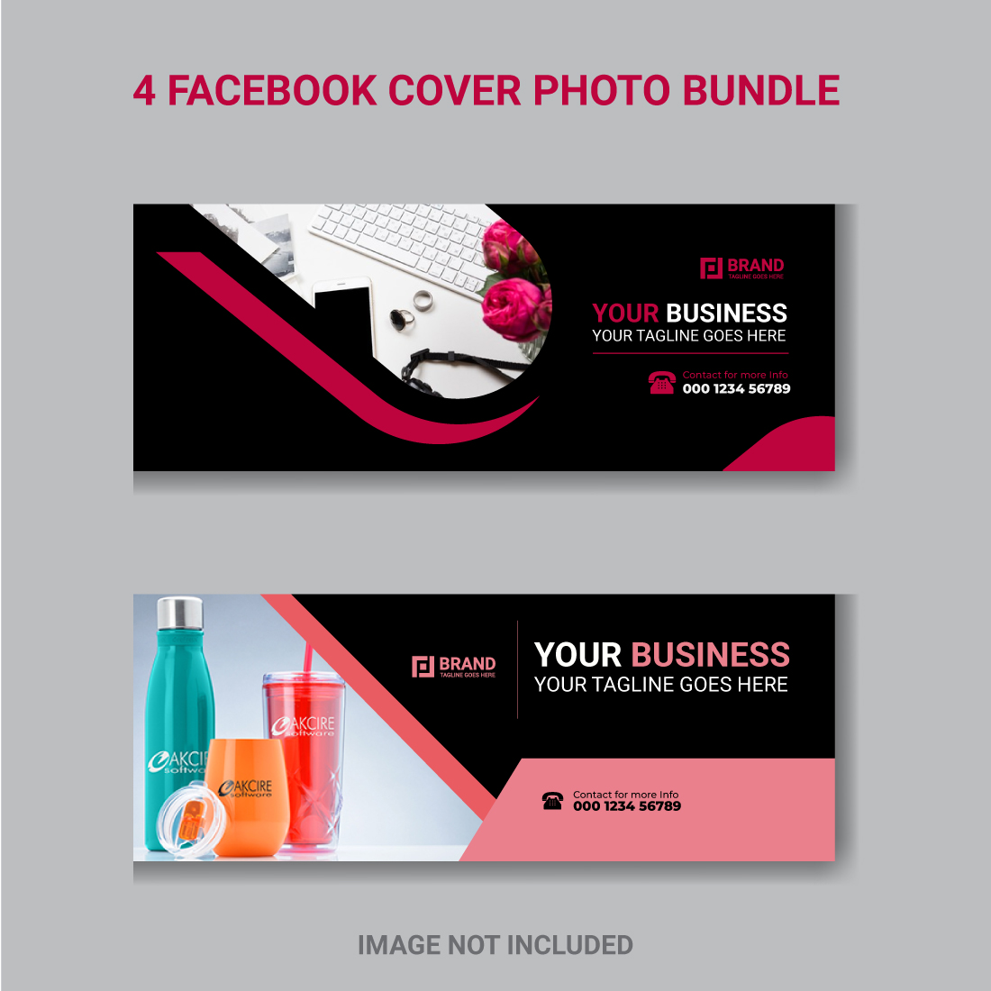 4 Facebook cover photo master bundle preview image.