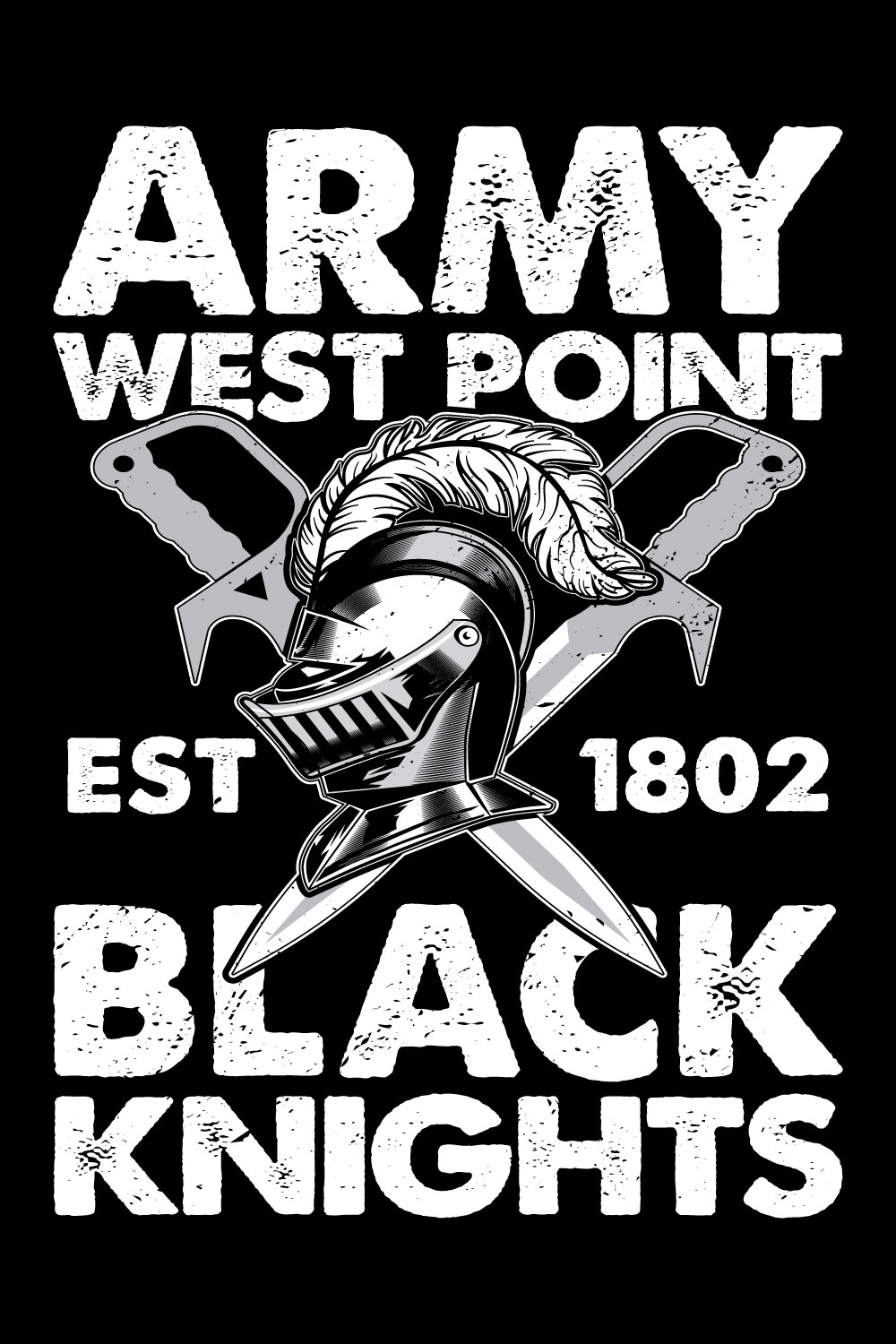 Army west point Black knights T-Shirt Design pinterest preview image.